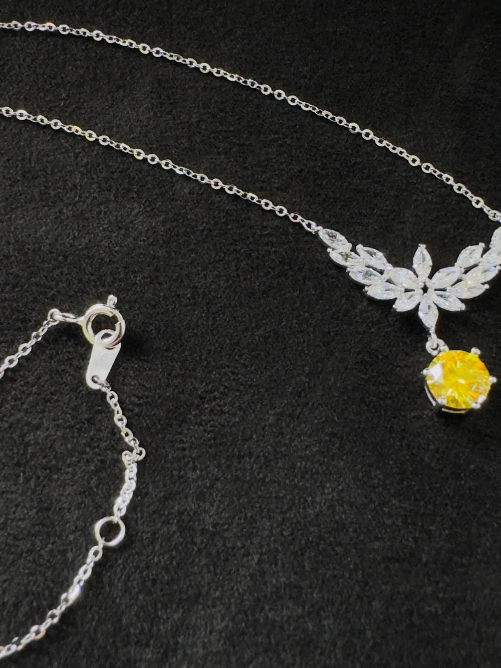 1 Carat Yellow Moissanite Pendant Necklace | S925 Sterling Silver